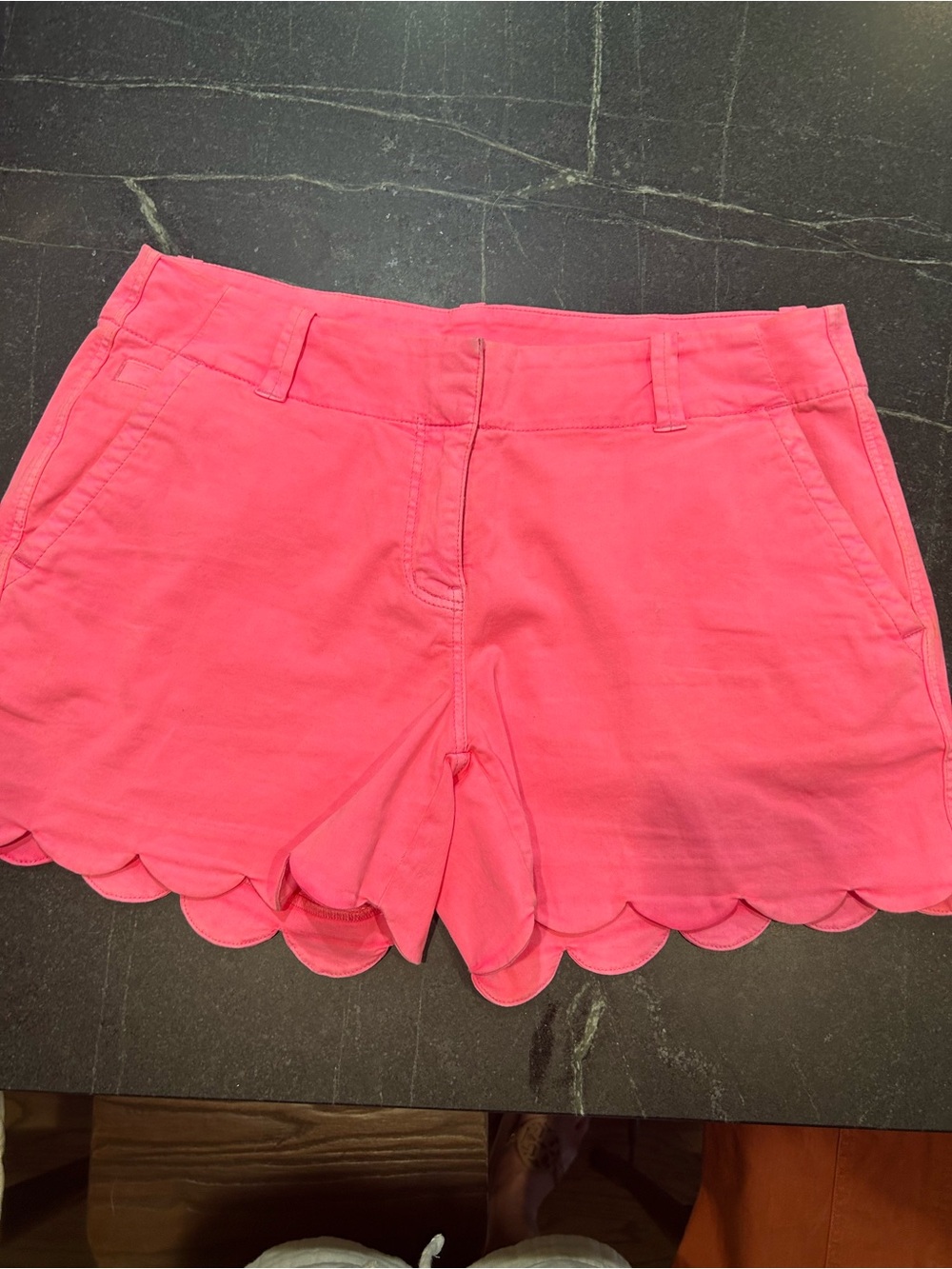 Vineyard Vines Bright Coral Scalloped Hem Bermuda Shorts